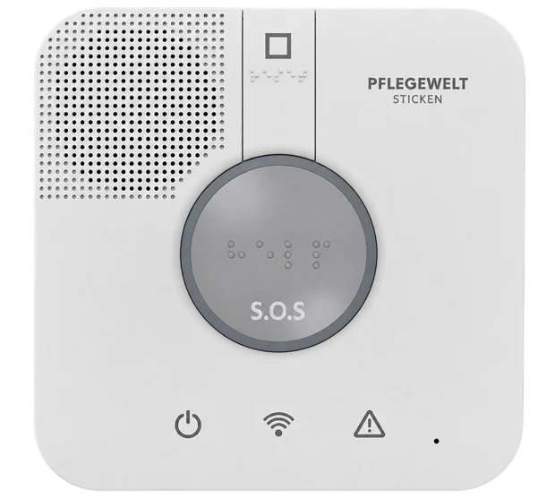 Hausnotruf-Basisstation von Pflegewelt Sticken mit großer S.O.S.-Taste